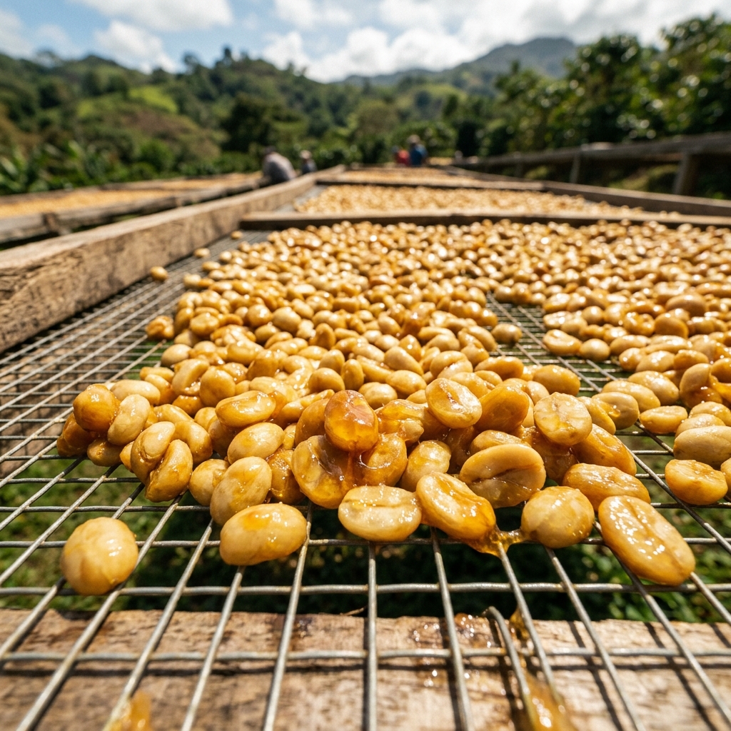 Hạt cà phê sấy Honey óng ánh